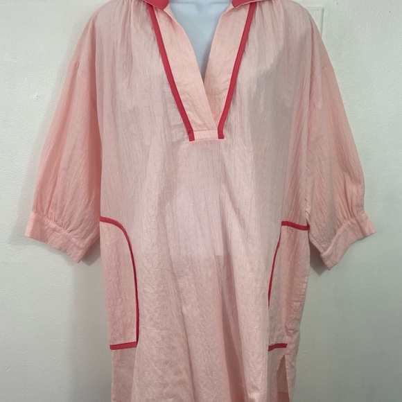 Pomander Place Pink Salt Lizzie Beach Vacation Cover-Up Nautical XS Oversized - Picture 4 of 10
